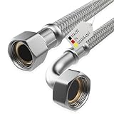 AWM Flexschlauch Panzerschlauch Edelstahl Anschlußschlauch Sanitär Heizung WC Solar Trinkwasser DVGW | KTW (1/2" ÜM x 1/2" BOGEN | 200 cm | DN8)