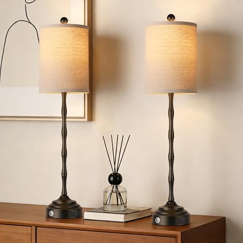 Tall Skinny Beside Lamps Set of 2, Modern Buffet Table Lamps for Bedroom - image 5