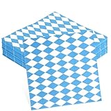 Oktoberfest Servietten, 40 Stück Bayrische Servietten, Serviettens Blau Weiß Karierte, 33 x 33cm Papierservietten für Münchner Bierfest Party Dekoration