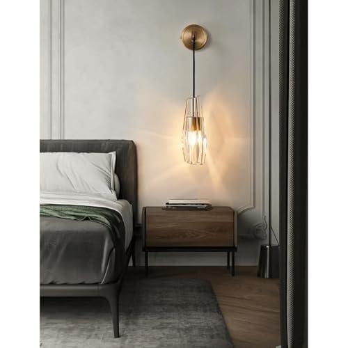 Apliques de pared de cristal y cobre con cable ajustable estilo vintage lineal 8
