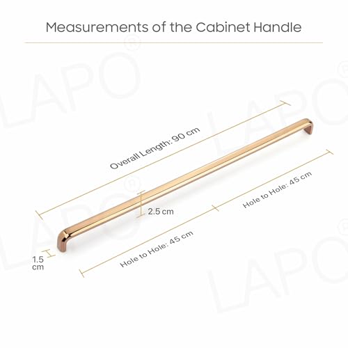 Image of LAPO 36 Inch Pull Handles for Kitchen Cabinets & Drawers, Sleek Rosegold Window Drawer Handles for Almirah and Cupboard,Reliable Grip Support (900mm, Rosegold Finish, Pack of 2)