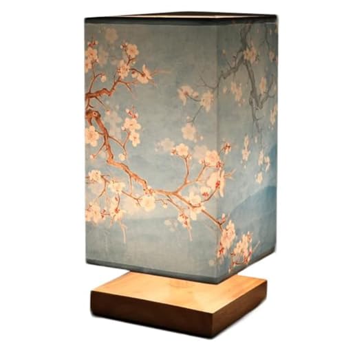 Luce notturna quadrata in legno, lampada da tavolo in stile retrò cinese con estetica minimalista giapponese, calda decorazione sul comodino per il soggiorno della camera da letto