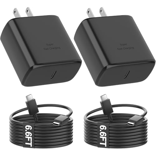Samsung 45W Super Fast Charger,USB C Android Phone Charger Fast Charging Block &6.6FT USBC to USBC Cable 2Pack for Samsung Galaxy S25 Ultra/S25+/S24 Ultra/S24+/S23 S22 S21, Android Phone Charger Cord