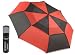 Brooklyn Basix DriRun Premium Travel Umbrella - Auto Open Close - Stylish Two Toned Double Vented Canopy - Compact Light & Easy To Carry Red/Charcoal