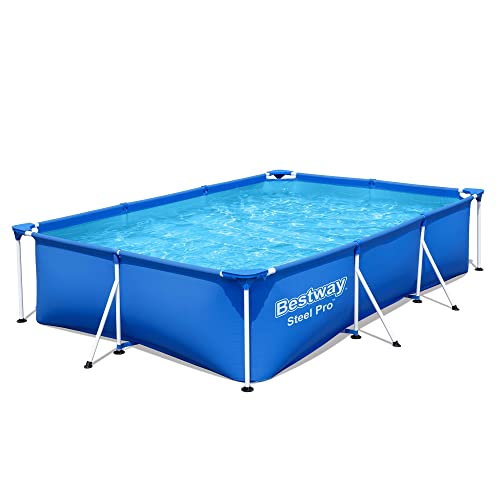 Bestway Steel Pro 9.8' X 6.6' X 26" Rectangular Steel Frame Above Ground Outdoor Backyard Swimming Pool Set With 330 Gph Filter Pump #TOP7