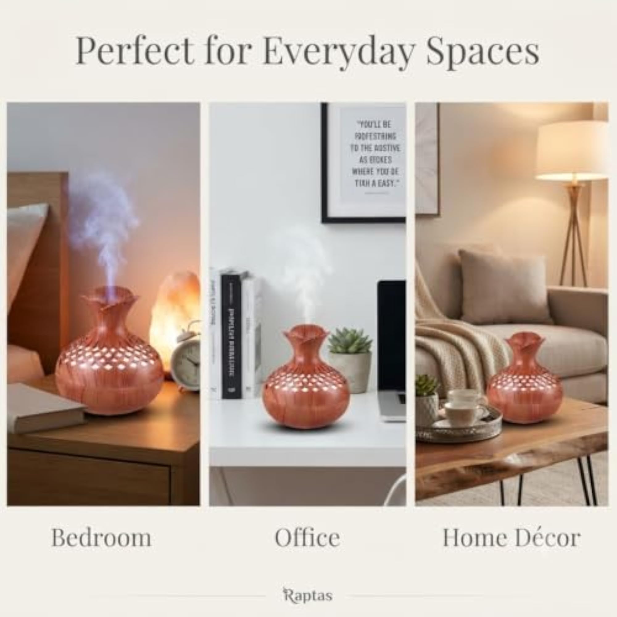Vase Shape Essential Oil Diffuser with Wood Grain Design