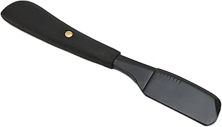 Suporte de lâmina de borda reta, cabo de lâmina de borda reta, cabo de madeira negra, suporte de lâmina de barbear manual, liga de zinco para suporte de salão de cabeleireiro, barbear para barbeadores para rosto para barba (preto)