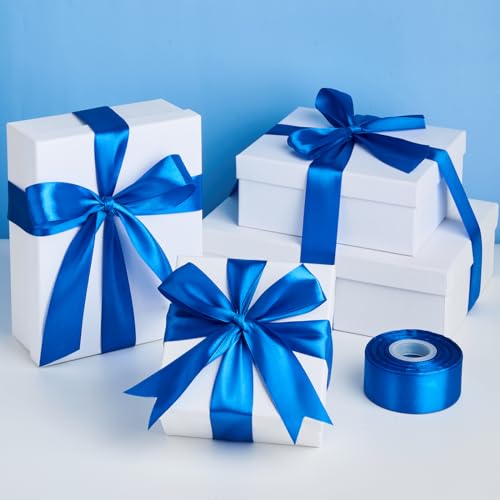 Image of Mauproy 1-1 /2 Inch Wide Royal Blue Satin Ribbon, 50 Yards Solid Polyester Fabric Ribbon for Roses Making, Gift Wrapping, Flower Bouquets, Wedding Decorations, Handmade Crafts