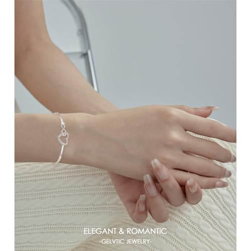 Infinity Heart Bangle Bracelet for Women, Adjustable Gold Plated Love Bangle with Zirconia Rhinestone Crystal, 18K Gold Plated Romantic Jewelry Gift for Mom Wife Girlfriend Her on Valentine's Day Christmas Birthday Anniversary3