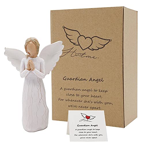 MEJORMEN Guardian Angel Figurine, Forget Me Not - Hand Carved Praying Angel Sculpture, Encouragement Present, Gift to Show Love Sympathy Gratitude Bereavement Friendship or Prayer, Home Decor