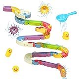 ⏩ Multifunktionales Kinder Wasserspielzeug - Kinder können eine wasserstraße im schwimmbad, in der badewanne oder im garten bauen, das wasser fließt durch die wassermühle in die wasserstraße und lässt die kleine gelbe Ente treiben.