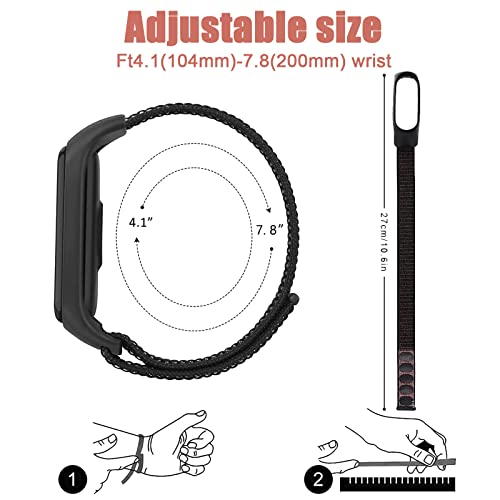 Correa de Nylon para Xiaomi Mi Band3/4/5/6,6 Piezas Bandas de Correa Repuesto,Correa de Nailon Loop Trenzadas Elásticas Pulsera de Reemplazo Reloj Recambio Brazalete Correa Repuesto Strap Wristband