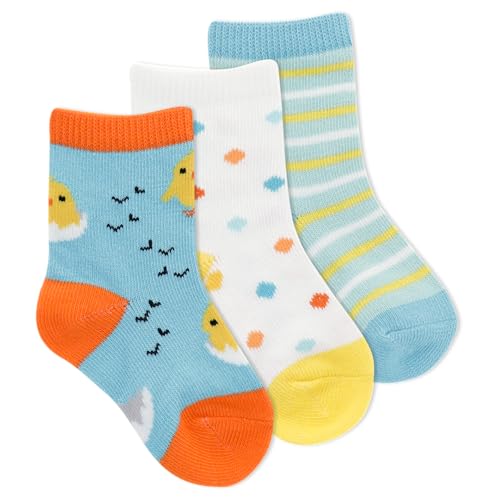 K. Bell Baby Fun & Cute Assorted Crew Socks-3 Pairs-Cool Novelty for Infants, Chicks (Turquoise), 12-24 Months