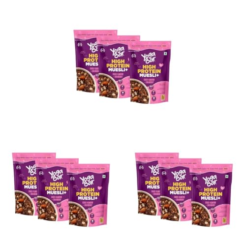 Image of Yogabar High Protein Muesli - Choco almond + Cranberry (Pack of 9 x 850g) | 23g Protein per 100g with Whey & Probiotics | High-Fiber