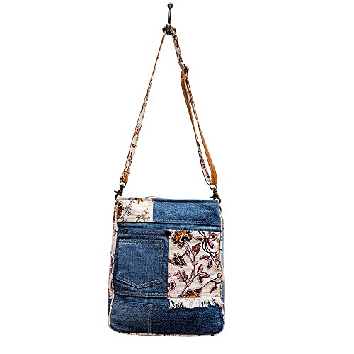 Myra Bag Western Leather Shoulder Bag for Women - Upcycled Canvas Crossbody Rednoize4