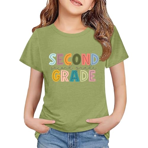 Second Grade Girls Back to School Shirts Boys First Day of School Clothes Kids Short Sleeve Lightweight Clothes