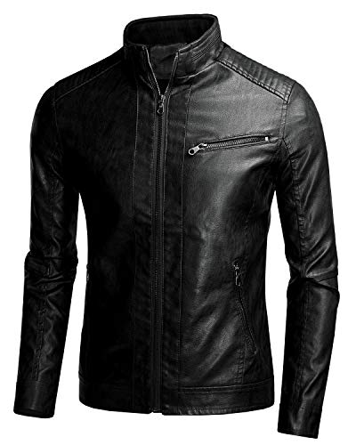 JUREX Mens Faux Leather Jacket Black Lightweight Outwear3