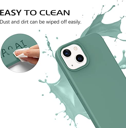 Image of MIDOS Back Cover Compatable with iPhone 13 Liquid Silicone Case Full Protection Shock Proof Back Cover for iPhone 13 (Pine Green)