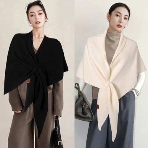 2025 New Pashmina Shawl Wraps for Women,Solid Color Casual Knitted Scarf Shawls and Wraps Cardigan Cape3