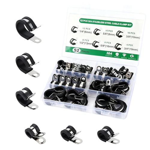 Fascette Stringitubo Regolabilein Gomma, Fascette Stringitubo in Gomma 6 misure 6/8/10/13/16/19mm per tubi Fascette Metalliche Adatto per Tubi Gas, Acqua