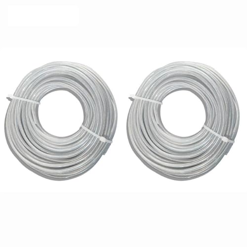 Lawnoval Línea de corte de césped de alambre de acero reforzado con núcleo, 24 mm, 27 mm, 33 mm, 35 mm x 15 m, paquete de 2 bobinas de repuesto para cortacésped y cortadores de cepillo de 33 mm
