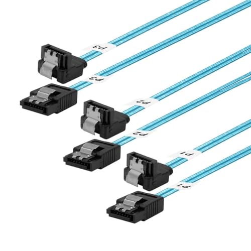 ADCAUDX Long-SATA 90-Degree Cable 1M, 3 Pack Flexible Thin SATA Right-Angle Cable 3.3Ft Angled to Straight 6Gbps Data for Hard Drive,Sever,SSD HDD