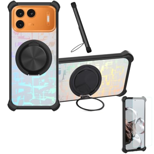 Case Compatible for ITEL P685L Phone Case Cover [with 1* Tempered Glass Screen Protector] Hybrid Case[360°Ring Support, Magnetic] CX-27-HEI