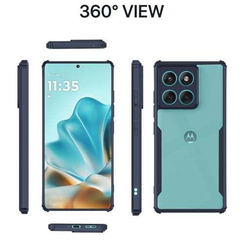 Image of Pikkme Back Cover for Motorola Moto Edge 60 5G / Motorola Moto Edge 60 Fusion 5G | Ultra Hyrbid | Full Camera Protection | Raised Edge | Crystal Clear Transparent Bumper Case (Blue) | Ultra Hyrbid