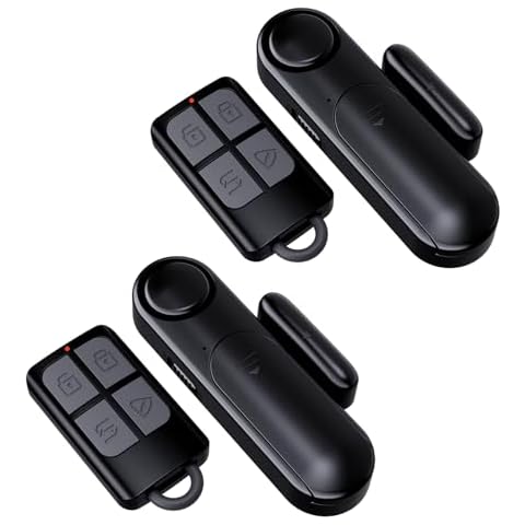 Window and Door Alarm When Opened for Kids Safety/Home Security, 2 Pack Door Sensor Alarms with Remote for Dementia,Burglar Alert for Business/Garage/Apartment Entry,Back/Front/Pool Sliding Door,Black Cover