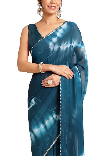 Image of MIRCHI FASHION Women Saree Shibori Print Chiffon | Elegant Festive and Functional Sari for All-Day Comfort with Matching Blouse