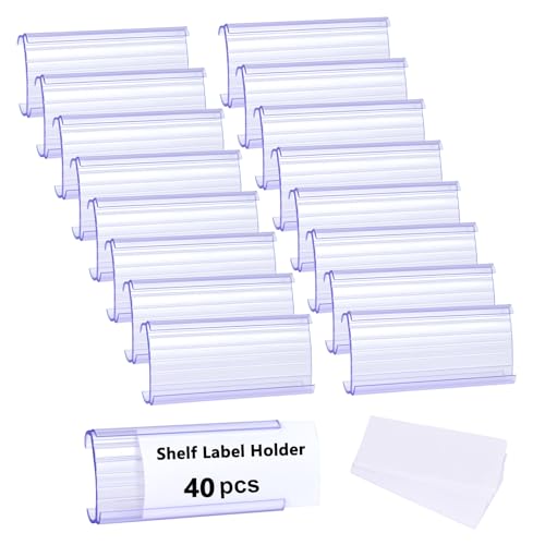 Porte-étiquettes d'étagère en fil de fer plastique x40 avec inserts papier pour meuble métro 3.8cm