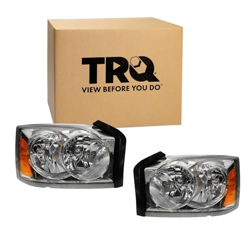 Image of TRQ 2 Piece Headlight Assembly Set Driver & Passenger Side Compatible with 2005-2007 Dodge Dakota CH2502159 CH2503159