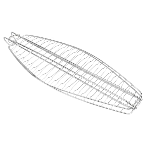 Toyvian Fish Grill Net with Hook Non Stick Barbecue Tool for Outdoor Grilling Silver Mesh Basket for Cooking Fish and Thick Foods Easy to Clean and Store