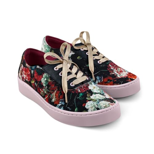 Image of Hot Chocolate Design All-Day Women's Lace-Up Sneakers | Canvas Upper, Cushioned Footbed with Arch Support, Flexible Rubber Outsole, Vegan Construction, Casual Everyday Sneakers