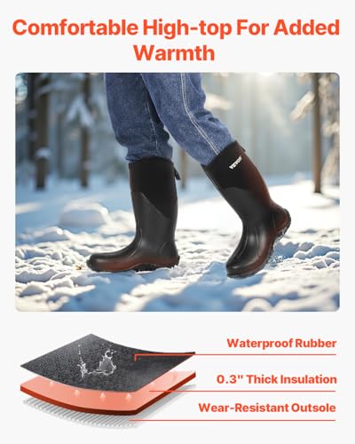 VEVOR Gummistiefel, Schutzschuhe, rutschfeste Stiefel, isolierte Schlammstiefel für die Gartenarbeit, Arbeitsstiefel, ideal zum Wandern, Angeln, oder für die Gartenarbeit, Größe 10 US