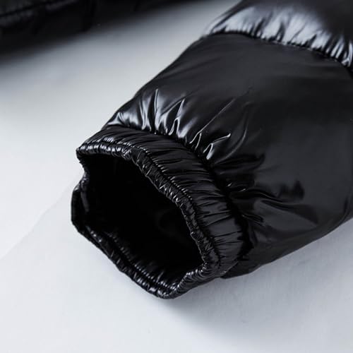Mens Shiny Puffer Jacket Hooded Down Quilted Insulated Jacket Zip up Padded Coat Glossy Winter Coat Warm Outwear4