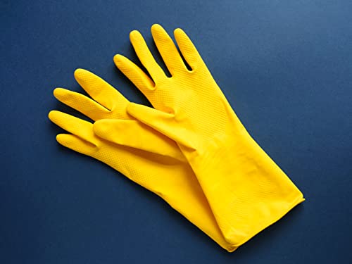 Steadmax 3 Large Pairs Yellow Cleaning Dish Gloves, Professional Natural Rubber Latex Dishwashing Gloves, Reusable Kitchen Dishwasher Gloves #TOP4