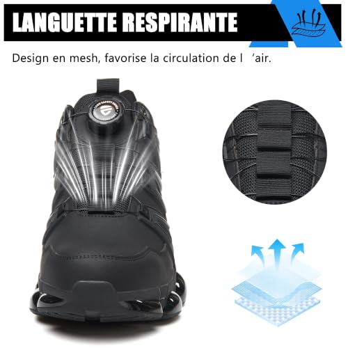 PAQOZKC Chaussures de Sécurité Légère Basket de Securite Noir 38 – vue 3