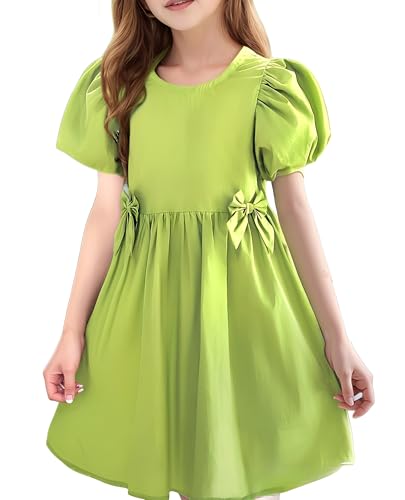 Girls Casual Dresses Toddler Solid Color Summer Cotton Dress Short Sleeve Criss Cross Backless Sundress for Kids 3-12Y