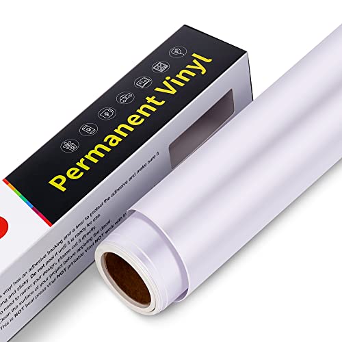 Selbstklebende Vinylfolie Plotter - 30,5 cm x 305 cm Wasserfeste Selbstklebende Plotterfolie Vinyl, Permanente Vinyl Rollen für Cricut, Silhouette Cameo, Aufklebern (Matt Weiß)