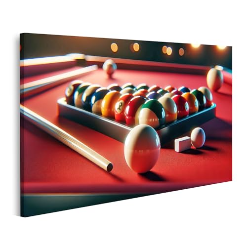 Tableau sur toile jeu de billard coloré décoration murale rouge