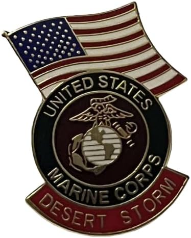 USA Flag US Marine Corps Desert Storm Motorcycle Hat Cap Lapel Pin M-603 - Collectible Novelty Costume Dress-Up Accessory Lapel Pins - Not Official Badge or Identification image 3