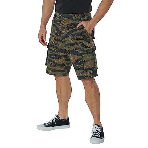 Rothco Vintage Paratrooper Cargo Shorts – Rugged Tactical Outdoor Hiking Camping Casual, Tiger Stripe Camo, L