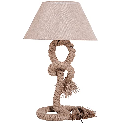 HOMCOM Table Lamp Bedside Light Indispensable Nautical Twisted Rope Glow E27 Bedroom Living Room Beige
