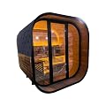 Outdoor Square Traditional Steam Sauna Room with Carbonized Spruce Wood & Tinted Glass – 4-6 Person Capacity for Backyard, Patio Relaxation