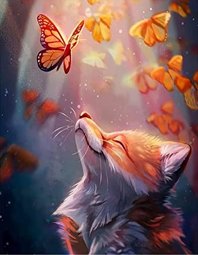 Jetoday Diamond Painting Erwachsene Kinder, Diamant Painting Bilder, DIY Arts Craft Diamant Painting Kits als Geschenk und Home Wand Dekor 30x40cm (Fuchs)