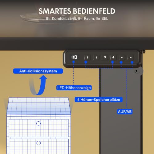 FLEXISPOT Höhenverstellbarer Schreibtisch Basic 100x60cm – Ansicht 5