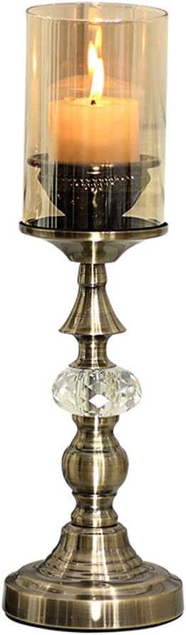 Candlesticks,Candle Stands Retro Metal Glass Candle Holder Restaurant Family Family Candle Holder Decorative Feather Container Ornaments to Send Candles Candlestick Holder for Candlel