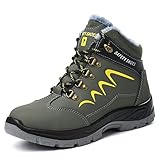 KTDYG Arbeitsschuhe Winter Herren Damen Sicherheitsschuhe S3 Leicht Warm Gefüttert Stahlkappe Schutzschuhe Sicherheitsstiefel, Farbe Gruen, Size 43