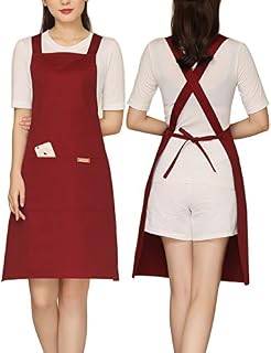Adjustable Painting Apron with 2 Pockets Cotton for Cobbler,Adult,Butcher,Hairstylist Fits for Grill,bbq,Paint Cross